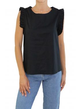 T shirt con rouge tinta unita 